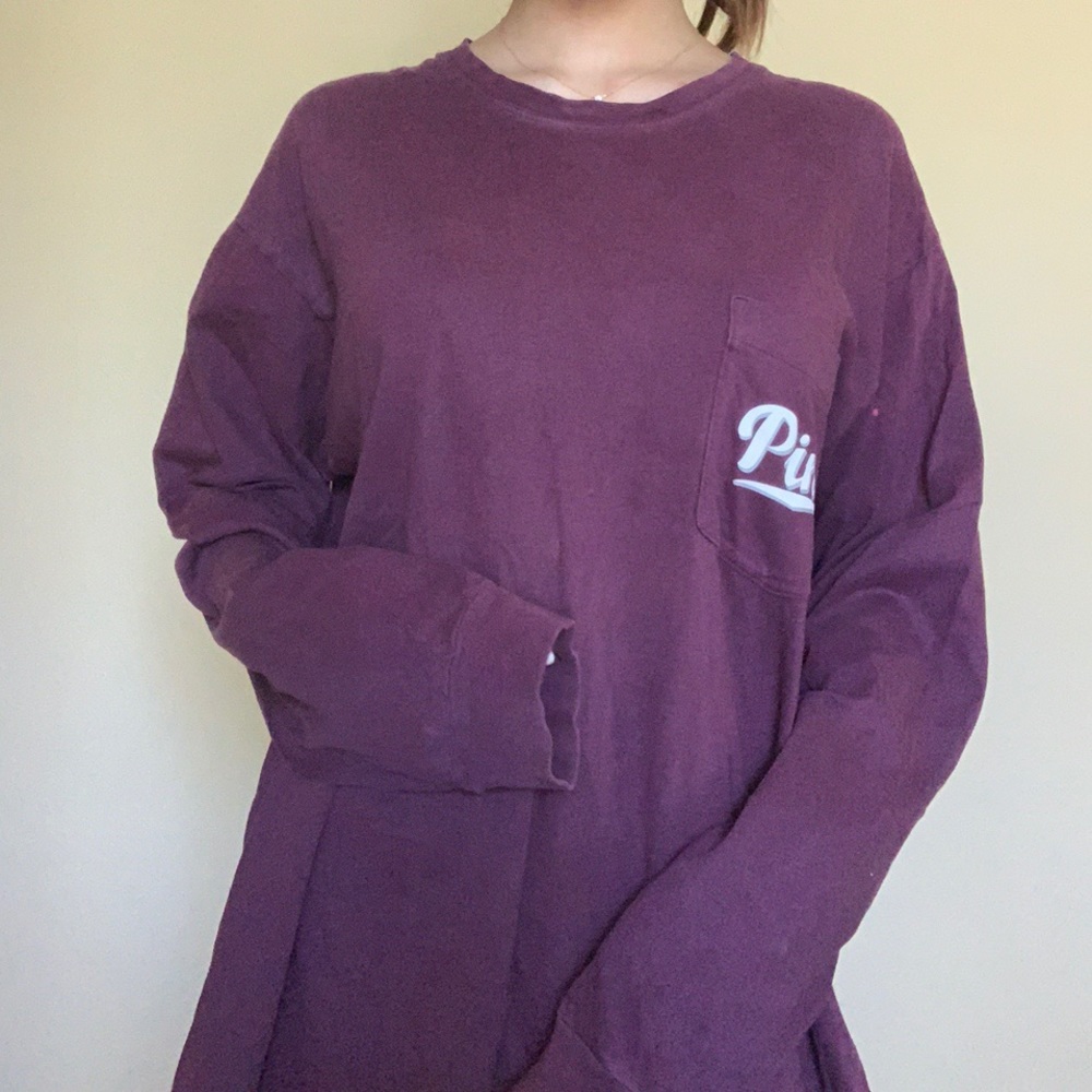 PINK oversized logo crewneck
